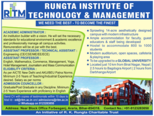 Teaching Faculty Recruitment at Rungta Institute of Technology and ...