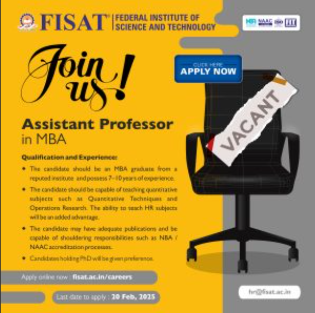 FISAT Assistant professor recruitment