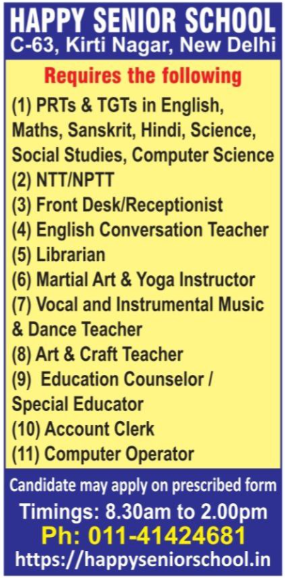 Happy Senior School Faculty and Staff Recruitment