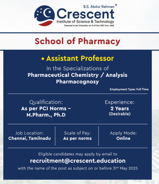 faculty jobs in chennai
