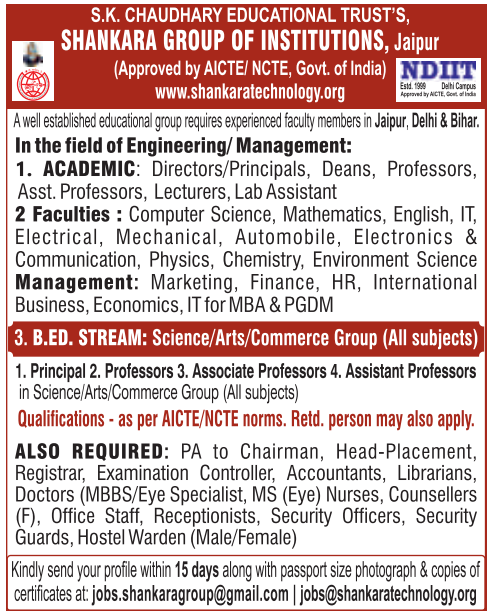 Shankara Group of Institutions Faculty and Staff Recruitment