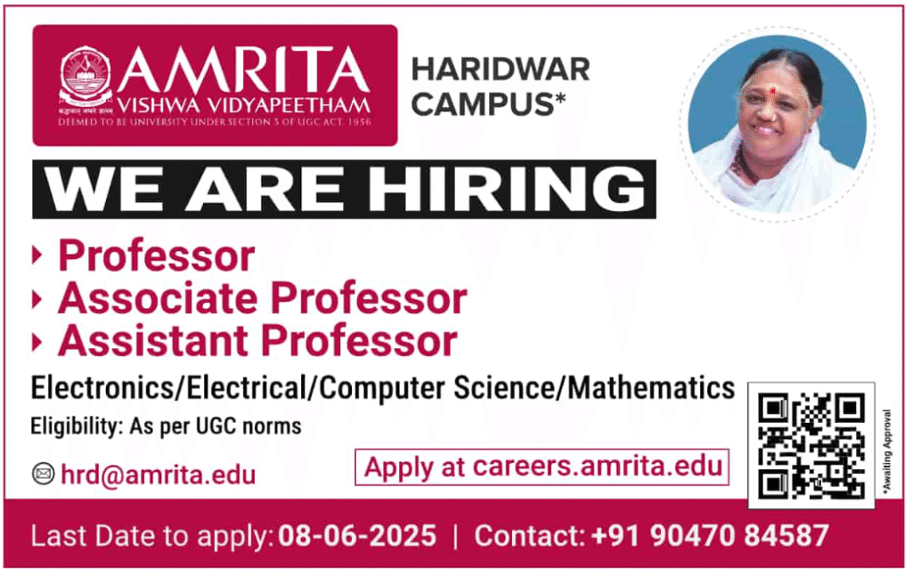 Amrita Vishwa Vidyapeetham Haridwar Hiring for Assistant Professor Positions