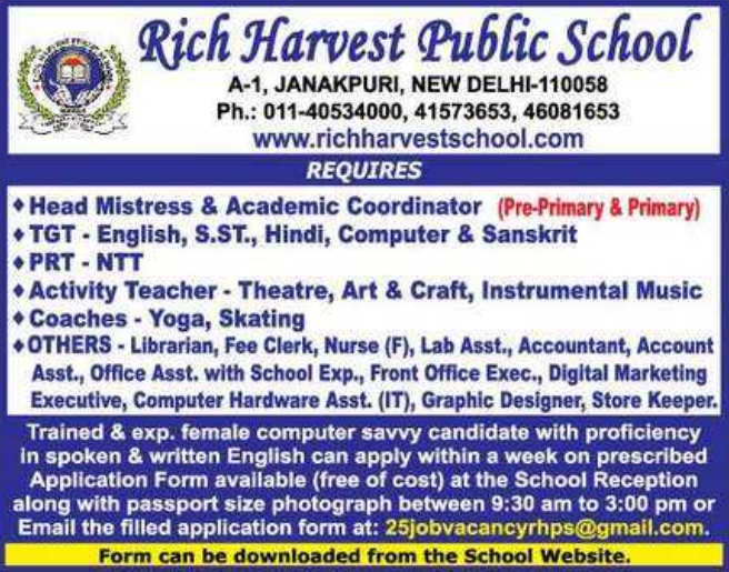 Rich Harvest Public School Faculty and Staff Recruitment