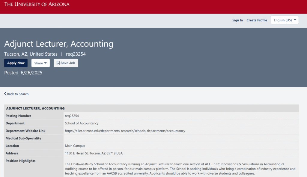 Adjunct Lecturer in Accounting at Dhaliwal-Reidy School of Accountancy