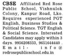 Red Rose Public School Lucknow Teacher Recruitment 2025