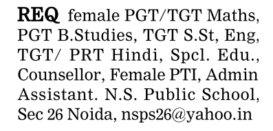 Teaching and Non-Teaching Recruitment 2025 at NS Public School
