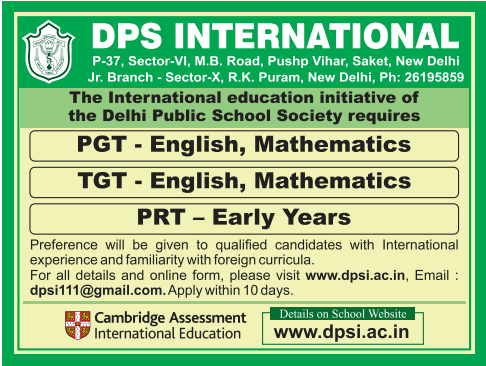 Teaching Jobs at DPS International