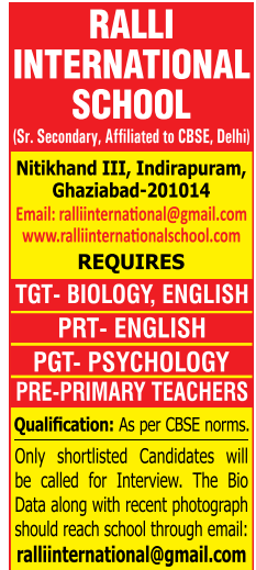 Ralli International School Teachers Recruitment 2025