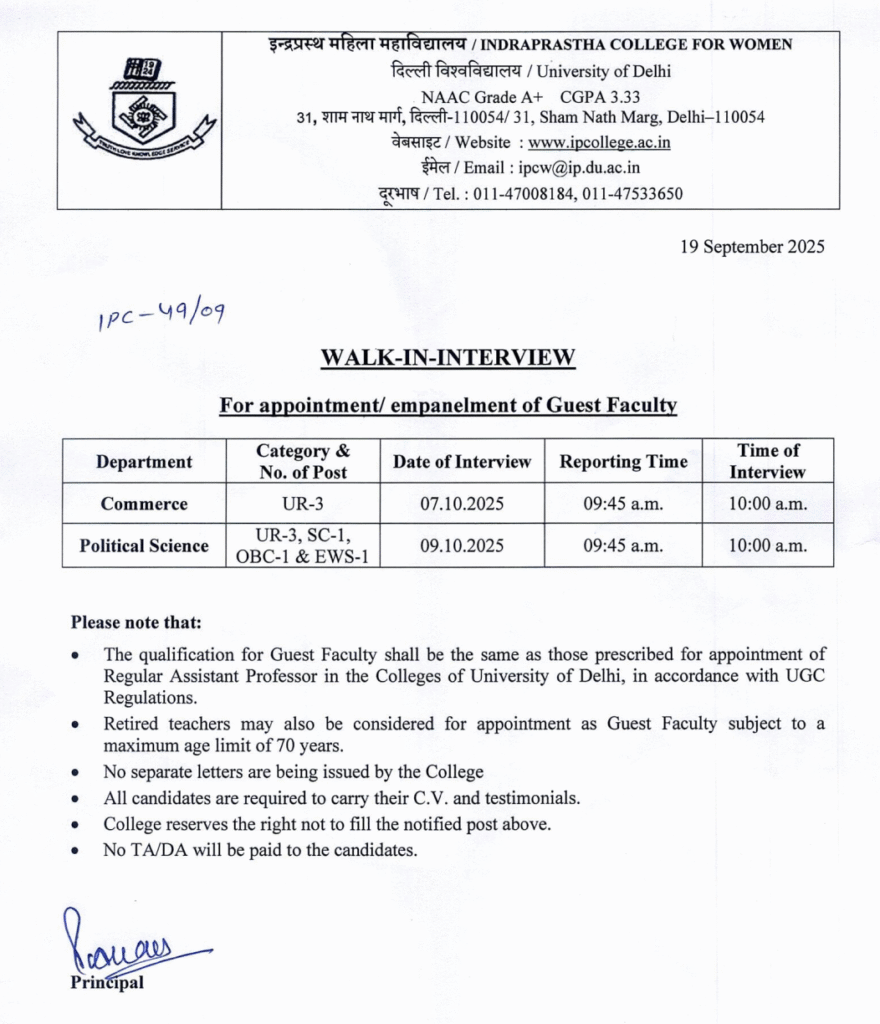 Guest Faculty in Commerce and Political Science at Indraprastha College for Women