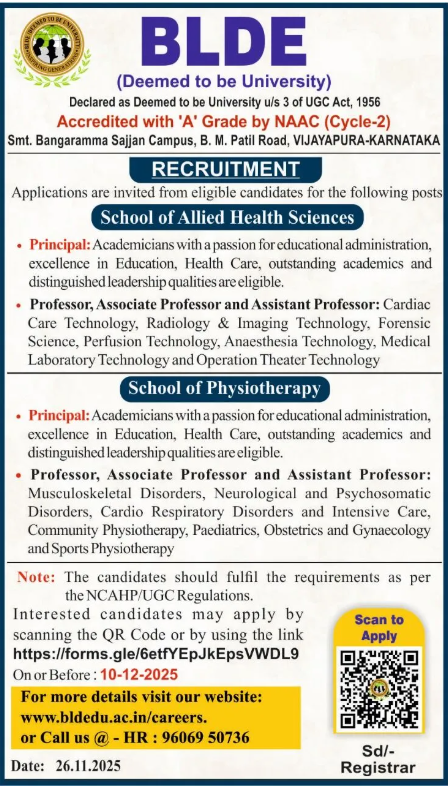 Assistant Professor Jobs in BLDE University