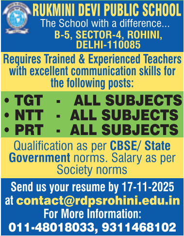 Rukmini Devi Public School Recruitment 2025