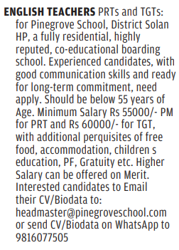 Pinegrove School Recruitment 2025