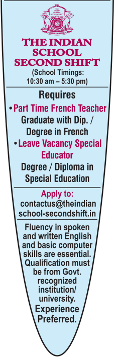 The Indian School Second Shift Recruitment 2025