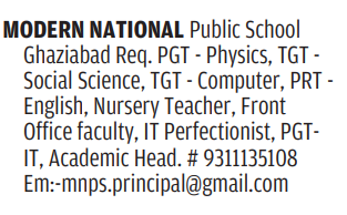 Modern National Public School Ghaziabad Recruitment 2025