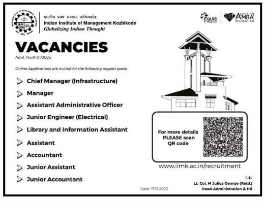 IIM Kozhikode Recruitment 2026