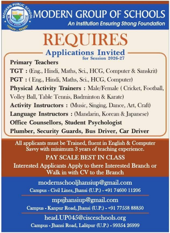 Modern Group of Schools Recruitment 2026