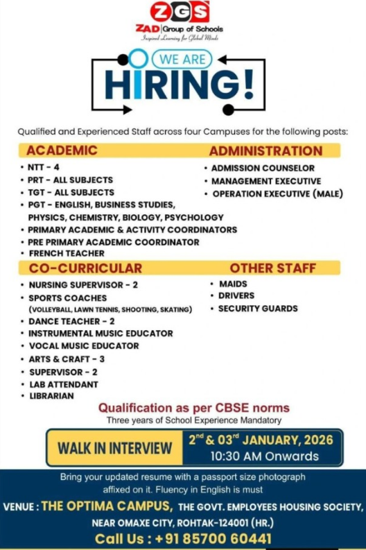 ZAD Group of Schools Recruitment 2026
