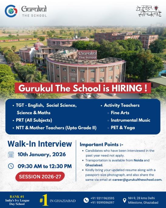 Gurukul The School Ghaziabad Walk-in Interview 2026
