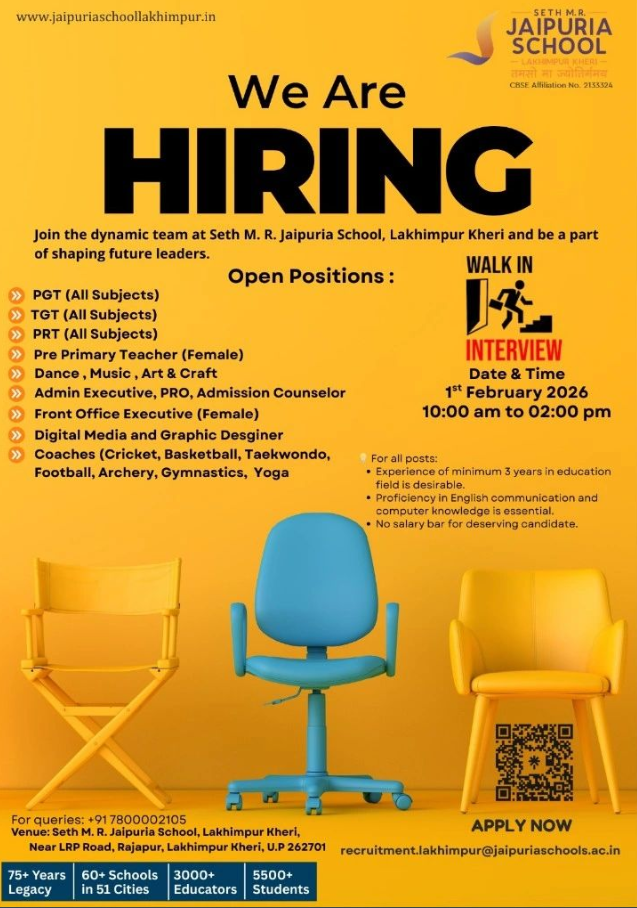 Seth MR Jaipuria School Lakhimpur Recruitment 2026