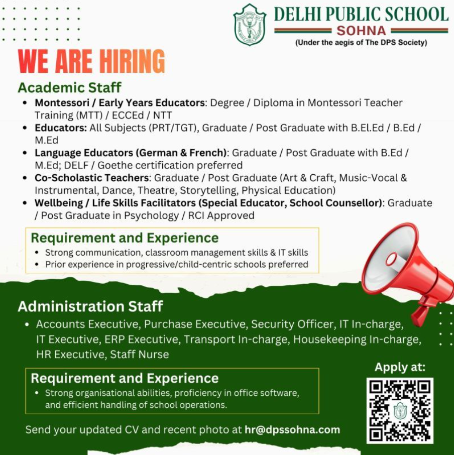 Delhi Public School Sohna Recruitment 2026