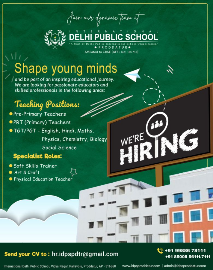 International Delhi Public School Proddatur Recruitment 2026