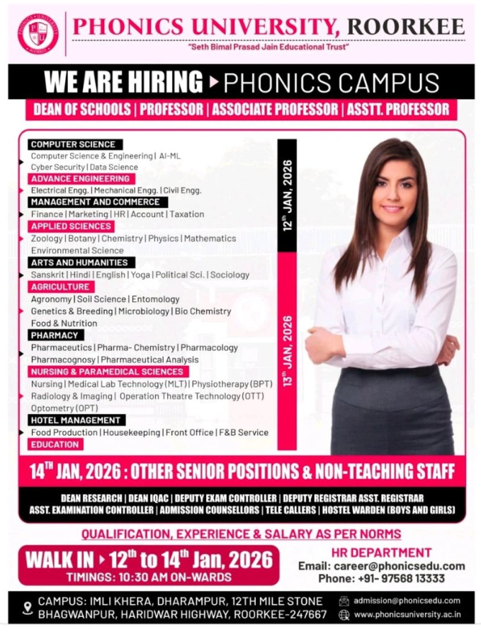 Phonics University Roorkee Recruitment 2026