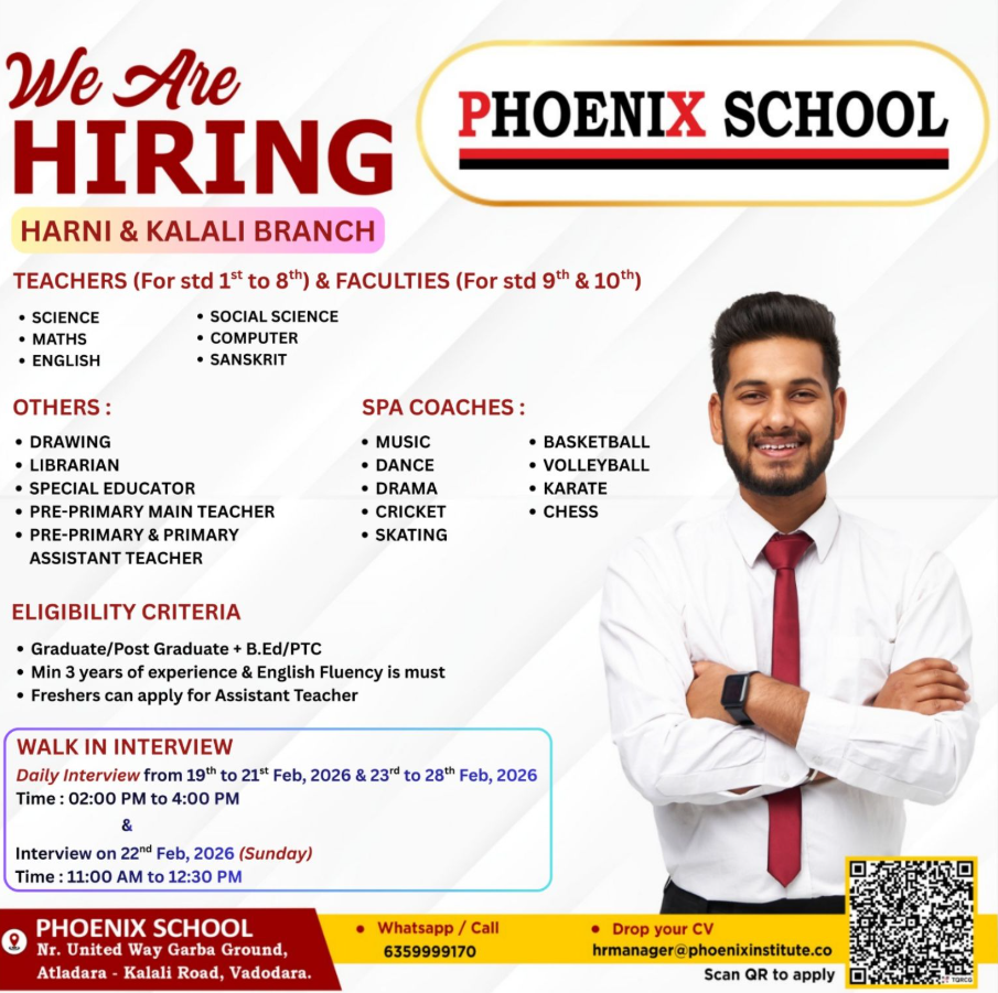Phoenix School Vadodara Recruitment 2026