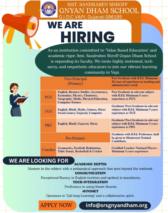 Smt Sandraben Shroff Gnyan Dham School Recruitment 2026