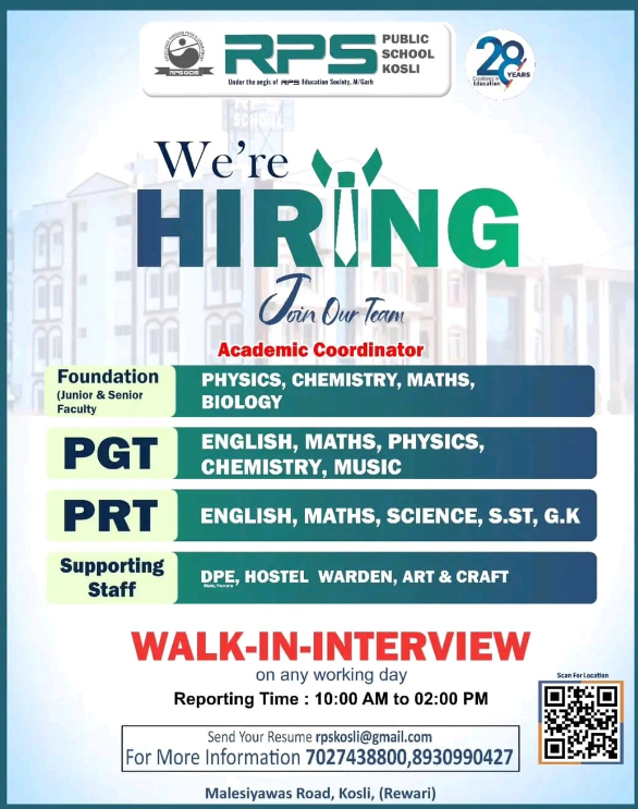 RPS Public School Kosli Recruitment 2026