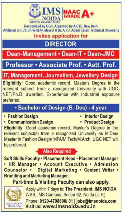 IMS Noida Recruitment 2026