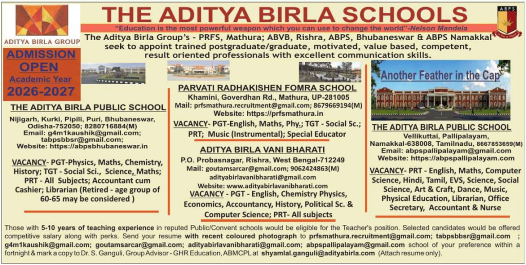 Aditya Birla Schools Recruitment 2026
