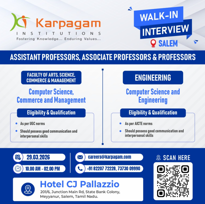 Karpagam Institutions Walk-in Interview 2026