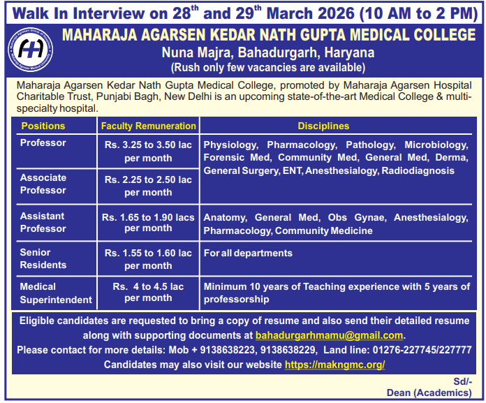 Assistant Professor at Maharaja Agrasen Kedar Nath Gupta Medical College