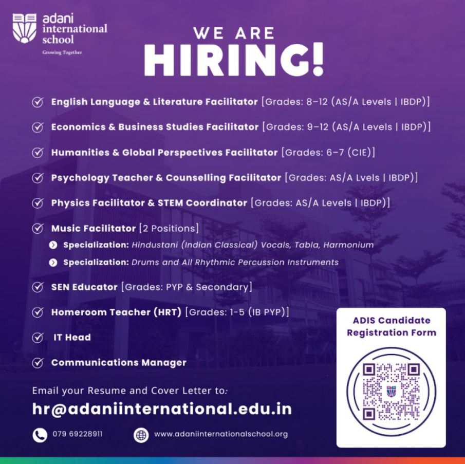 Adani International School Gujarat Recruitment 2026