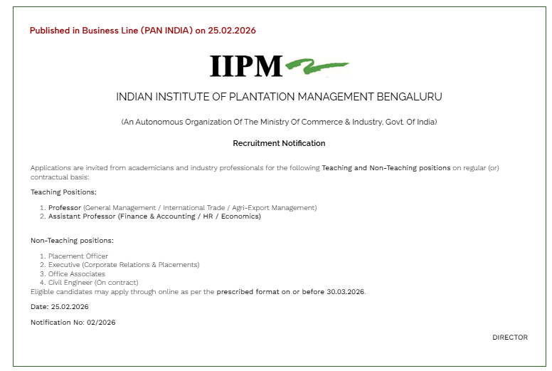 IIPM Bengaluru Faculty Recruitment 2026