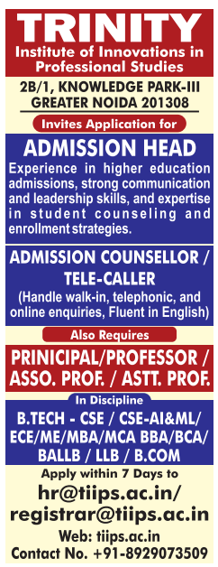 Professor Vacancies at Trinity Institute of Innovations in Professional Studies