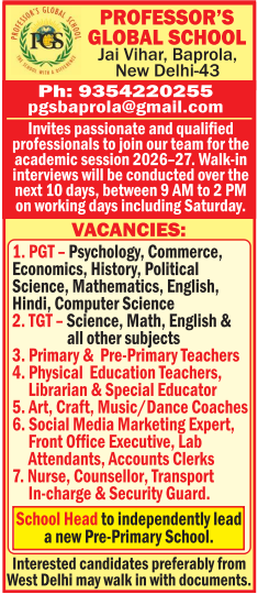 Primary and Staff Vacancies at Professors Global School