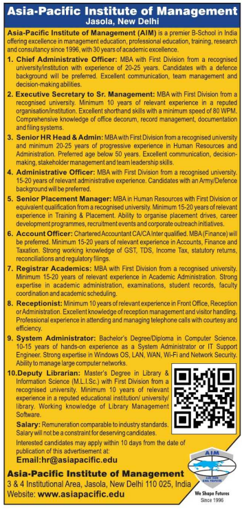 Asia-Pacific Institute of Management Recruitment 2026